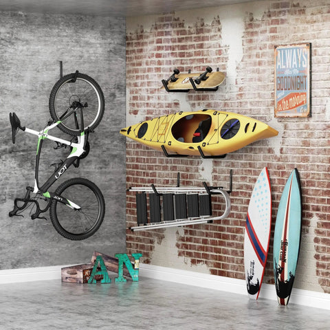 Heavy Duty Garage Storage Hooks 120 Lb Capacity Wall Mounted Rack For Kayaks Ladders Bikes Snowboards And More Sturdy Steel Organizer