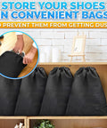10 Pack Non Mesh Solid Travel Shoe Bags Set Waterproof Drawstring Sneaker Storage Organizer 11.8 By 15.75 Inches in use