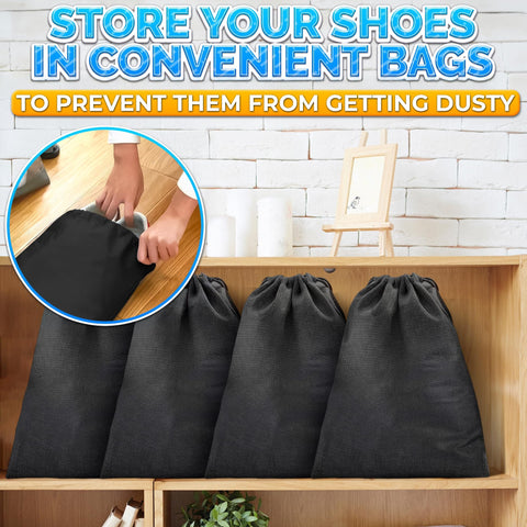 10 Pack Non Mesh Solid Travel Shoe Bags Set Waterproof Drawstring Sneaker Storage Organizer 11.8 By 15.75 Inches in use
