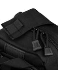 Close-up of black MOLLE pouch zippers on Beefed-Up Premium IFAK Trauma Kit MOLLE Pouch With CAT Tourniquet HyFin Chest Seal Israeli Bandage HSA FSA Approved Fully Stocked EMS Ready Medical Gear For Gunshot Wounds Bleeding And Major Wound Care Black.