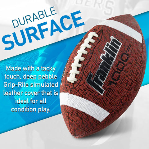 Junior Youth Football For Kids With Extra Grippy Synthetic Leather Ball, Pro Style Laces, All Weather Outdoor Construction, 1 Pack Brown and White