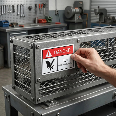 Installing 5 Pack Machinery Safety Stickers Keep Hands Away Hazard Decal For Moving Parts And Equipment Warning Sign In The Workplace