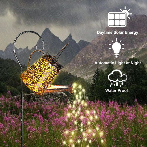 Watering Can Solar Lights With Cascading Glow For Outdoor Vibe Hanging Lantern For Garden Porch Patio Yard Decor Large Solar