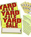 Yard Sale EZ Kit Neon Yellow Signs 11 By 14 Inches With 600 Prepriced Stickers Price Label Sheets And Arrows