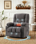 Relax In A 360 Swivel Rocker Recliner With Massage And Heat, oversized cozy sofa chair in living room, visible massage points