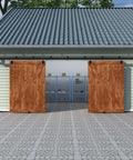 16 Ft Black Box Rail Exterior Barn Door Hardware Track Kit For Two Doors Built Tough With 500 Lb Weight Capacity, wall mount