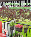 3 Pack Metal Railing Planter Boxes For Outdoors With 10.6 Inch Hanging Pots, Detachable Hooks And Drainage Holes on deck railing