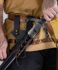 Left Handed Medieval Renaissance Leather Sword Frog For Longsword And Shortsword Holster Genuine Cowhide Deep Brown Finish