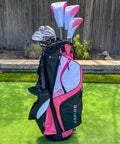 Women's Golf Club Set With Driver, Fairway Wood, Hybrid, Six PW Irons, Putter, Stand Bag, Three Head Covers, Ultra Light Graphite Shafts