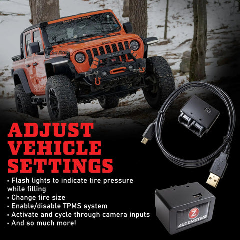 Tazer JL JT Lite Programmer For Jeep Wrangler JL And Gladiator JT Easy Plug In Tuner To Adjust Tire Size Gear Ratio TPMS Speedometer Axle Settings And More For 2018 To 2026 Jeep JL Gladiator JT, black module and cable