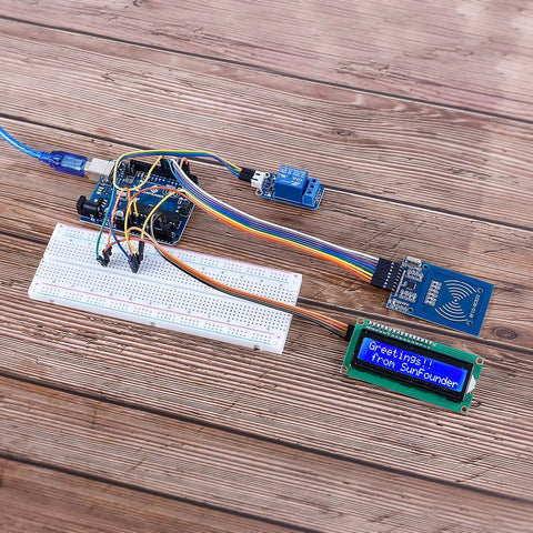 Mifare RC522 NFC Reader Module Kit With S50 White Card And Key Ring Plug And Play Arduino Raspberry Pi Compatible Easy Setup on breadboard