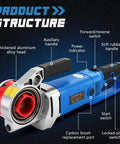 High Power 2300W Electric Pipe Threader With Six Dies For Galvanized Iron Pipe showing detailed features including aluminum head and soft handle.