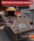 Pro Grade Home Pizza Oven Accessories Kit 6 Piece Set With Peel Oven Brush Bubble Popper Turner displayed on outdoor table
