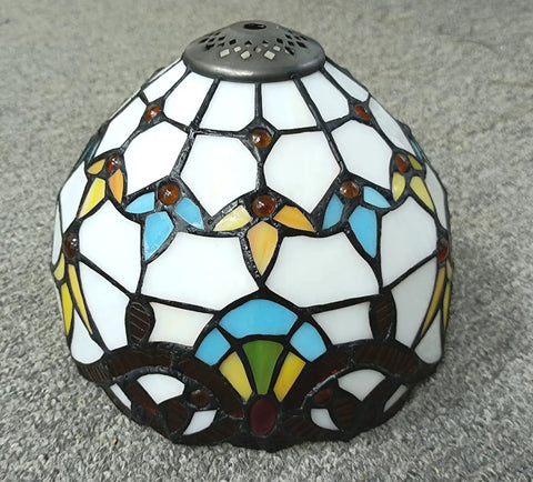 Handmade Stained Glass Baroque Lampshade For Table Lamps 8 Inch Diameter Replacement Shade Tiffany Style