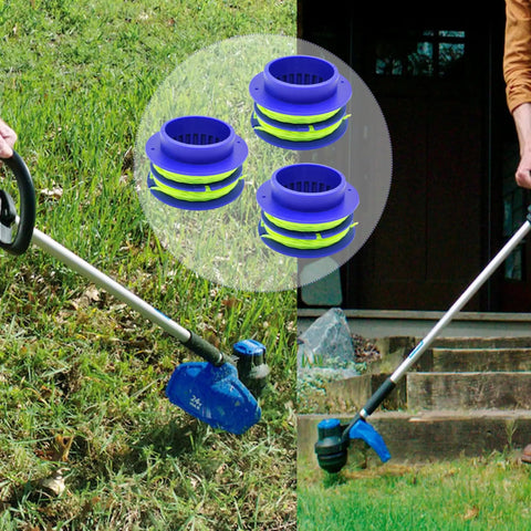 Dual Line Trimmer String Spool 0.080 Inch 16 Feet 3 Pack Built For Quick Replacements With Kobalt 24 Volt Max Weed Wacker String Trimmer Compatible Spool Fits KST 1124B-03 KST 2024A-03 KST 2224B-03 KST 4024A-03 shown installed on trimmer
