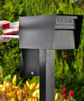 Street Safe Locking Mailbox with Rear Access Door for Safe Mail and Parcels Bi-Cam Anti-Pry Latch in black steel
