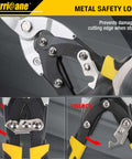 10 Inch Aviation Tin Snips With High Leverage Dual Pivot Cr-Mo Cutters featuring metal safety lock for protection