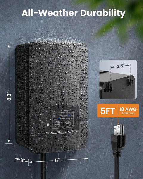 Low Voltage Outdoor Landscape Transformer With Photocell Sensor And Timer Auto On At Sunset, 200W Weatherproof