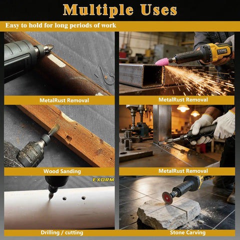 Built Like A Tank Cordless Die Grinder Packs A Brushless Motor Spinning At 26000 RPMs For Knockout Power Fits Standard 20 Volt Batteries in action on metal, wood, and stone.