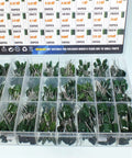 Beefy 740 Piece Capacitor Kit With 24 Value Metalized Mylar Film Capacitors in organized plastic box for DIY projects.