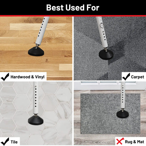 Heavy Duty Door Security Bar 18 To 51 Inch Adjustable Jammer for hardwood, carpet, tile surfaces