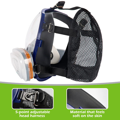 Side view of G 750 Heavy Duty Full Face Respirator Mask With A1P2 Filters Dual Filtration Anti Gas Anti Dust For Painting Woodworking