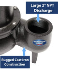 Built Tough 1/2 HP Cast Iron Sewage Pump System With 2 Inch Discharge And Vertical Float Switch, rugged cast iron body