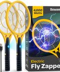 Portable 4000 Volt Electric Bug Zapper Racket Set Of 2 With USB Rechargeable Battery Indoor Outdoor Mosquito Killer LED Light Attractant Quick Zap For Garden Patio Camping And Nighttime Insect Control