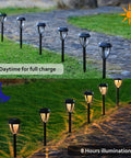 10 Pack Solar Pathway Lights Outdoor Auto On Off Waterproof Garden Landscape Lighting Warm White For Lawn Patio Yard Walkway Deck Driveway No Wiring Now during day and night