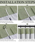 Installation steps for Light Sage Double Layer Blackout Linen Curtains For Living Room And Bedroom, 96 Inch Long Pinch Pleat Drapes With Hooks And Rings.