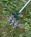 Rotary Cultivator Garden Tiller With Adjustable Stainless Steel Handle And Lightweight Aluminum Tines on grass