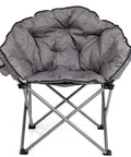 Comfy Outdoor Folding Lounge Chair With Padded Cushion, Portable Patio Lounger, 375 Lb Capacity, Stain Resistant, Gray