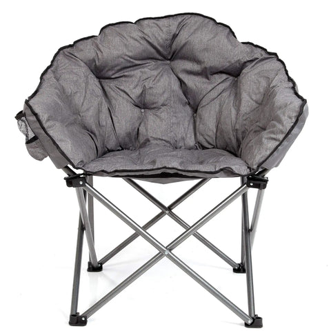 Comfy Outdoor Folding Lounge Chair With Padded Cushion, Portable Patio Lounger, 375 Lb Capacity, Stain Resistant, Gray