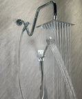 6 Inch All Metal Rainfall Shower Head With Handheld, Stainless Steel Luxury Shower System For Spa Vibes, in use
