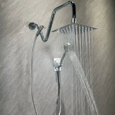 6 Inch All Metal Rainfall Shower Head With Handheld, Stainless Steel Luxury Shower System For Spa Vibes, in use