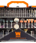 WEN 230282A 282-piece rotary tool accessory kit in clear carrying case with orange handle