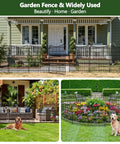 Durable 10 Panel Garden Fencing Kit With Gate 40 Inch High By 23.6 Feet Long No Dig Rustproof Metal Wire Border installed in yard.