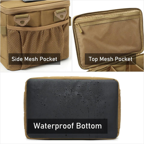 Rugged 18L Camping Storage Bag With Tactical Utility Tote Water Resistant 600D Nylon Organizer side and top mesh pockets