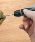 Cordless Motorized Bead Reamer For Opening And Enlarging Holes In Glass Ceramic Or Stone With 3 Diamond Points in use