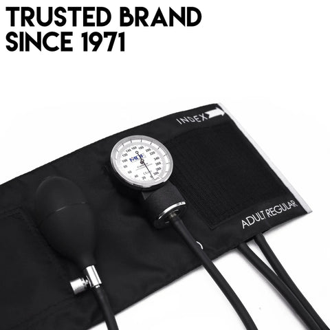 Calibra Aneroid Premium Sphygmomanometer For Pro Clinics And Home Use With Prograde Build Easy Read White Dial Black Adult Cuff Durable Carrying Case Latex Free Lifetime Calibration Portable Blood Pressure Monitor black adult cuff and dial