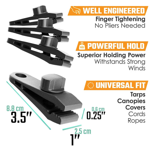 Heavy Duty Tarp Clips With Lock Grip Alligator Clamp dimensions and features