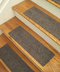 Herringbone Carpet Stair Treads Peel And Stick No Tools Needed Easy Install With Non Slip Backing And Removable Adhesive In Beige Gray