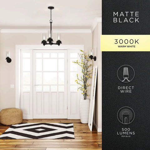 Farmhouse Chandelier Three Head LED Light Fixture In Black Matte Finish For Dining Room Kitchen And Living Room Go To Modern Rustic Ceiling Light Energy Efficient And Dimmable Easy Install displayed in an entryway