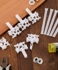 Vertical Blind Repair Tabs Kit 20 Pieces Replacement Slats Window Fixer Parts No Stress Setup showing white plastic carrier slides and tools.