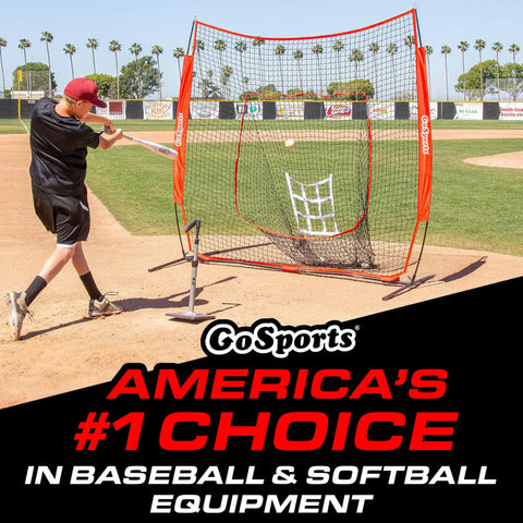 7 Ft X 7 Ft Baseball And Softball Practice Net With Bow Frame Carry Bag And Strike Zone Backyard Hitting Pitching Fielding Training