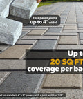 Titanium Gray Heavy Duty Polymeric Sand For Patio Paver Joints And Stone Gaps Featuring Ceramic Flex Technology Killer Stability No Sweat Setup 10 Pound Bag fills paver joints up to 4 inches wide