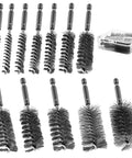 12 Piece Stainless Steel Bore Brush Set For Drill With 1/4 Inch Hex Shank Includes Sizes From 5/16 Inch To 1 3/16 Inch in package