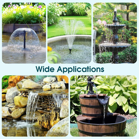 Diagram showing wide applications for Pond Filter With Built In UV Clarifier And Water Pump Kit For Backyard Ponds And Water Features