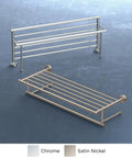 Glam Minimalist Sleek Chrome Towel Rack With Shelf And Bar, Wall Mounted 25.75 W X 5.25 H X 10.13 D Inches Modern Bathroom Storage