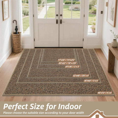 Tough As Nails Dirt Trapper Door Mat For Entryway Non Slip Washable Rug sizes displayed indoor, thick polypropylene yarn for cleanliness.